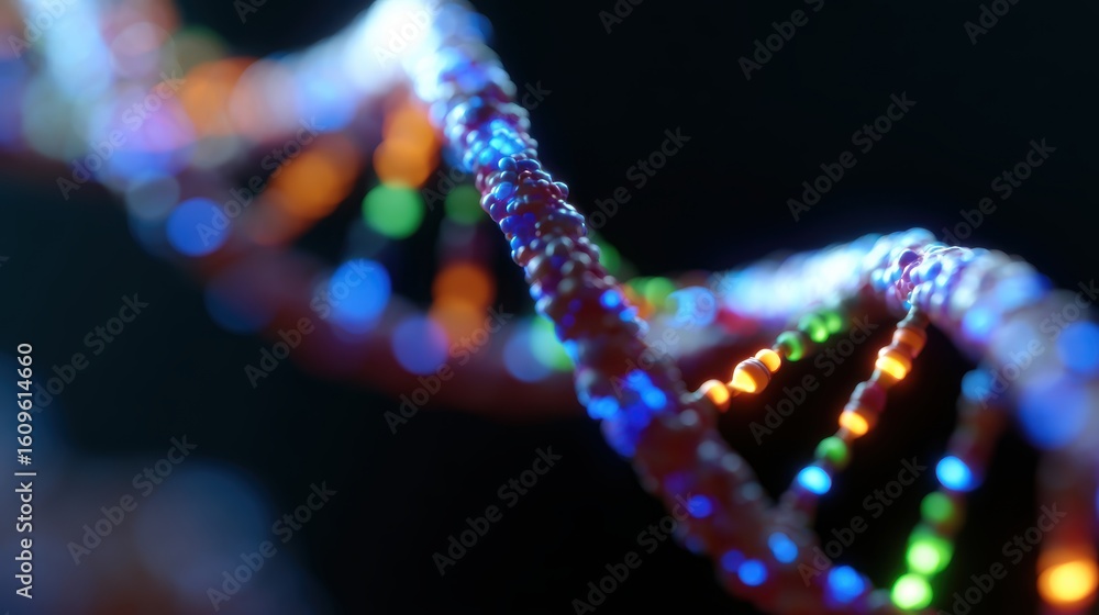 Aufkleber abstract background: flowing lines of light forming a dna helix composed of diverse color patterns, 