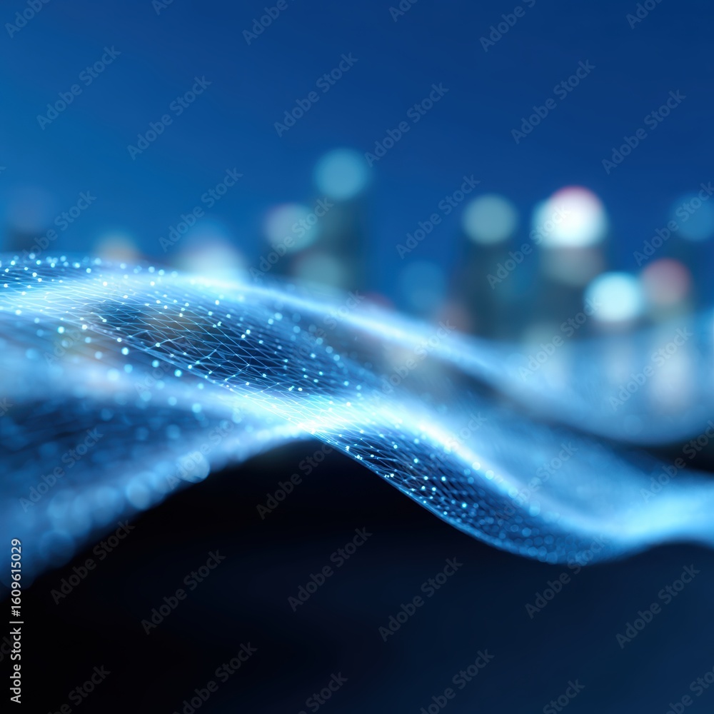 Aufkleber abstract background: flowing digital patterns representing waste tracking and valorization in a smar