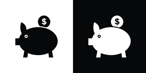 Piggy bank icon illustrations filled outline style. EPS10