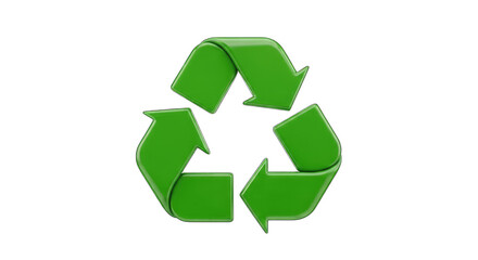 Obraz premium Glossy Green Recycle Arrow Symbol on Transparent Background, Eco Friendly Concept