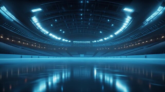 Empty Ice Arena with Blue Lighting.