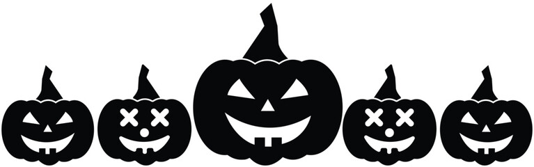 Black and white Halloween pumpkin vector template with bold outlines and a classic carved face design ideal for spooky decorations stencils crafts and seasonal artwork
