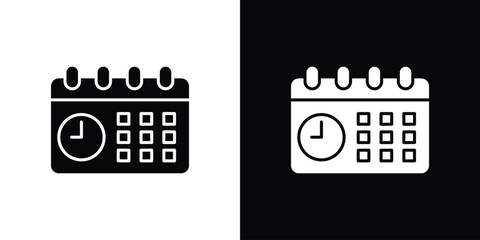 Schedule icon illustrations filled outline style. EPS10