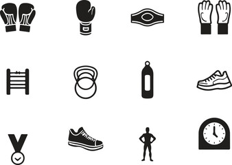 Boxing and Fitness Icons Set