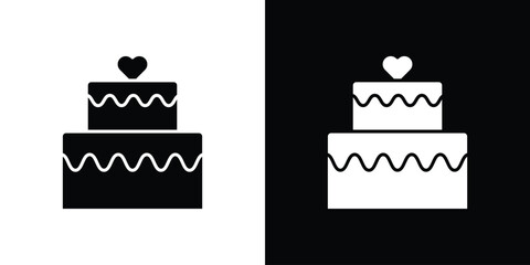 Wedding cake icon illustrations filled outline style. EPS10