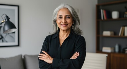 Indian Business Woman Posing With Arms Crossed Smiling At The Camera