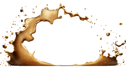 Splash of golden liquid on a transparent background