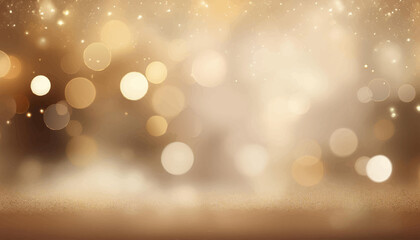 Elegant beige bokeh abstract background. Delicate blurred wallpaper texture. Template with defocused bokeh lights and copy space for business website design. Banner social media advertising.
