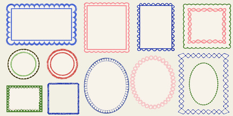 Collection of decorative hand drawn frames and borders