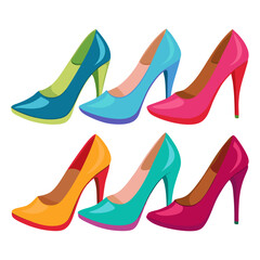 Elegant Collection of Colorful High Heel Shoes A Fashionable Array of Footwear in Various Hues Perfect for Style Inspiration and Design Projects Showcasing Modern and