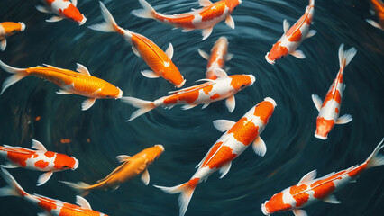 Vibrant koi fish swimming in motion-blur loops