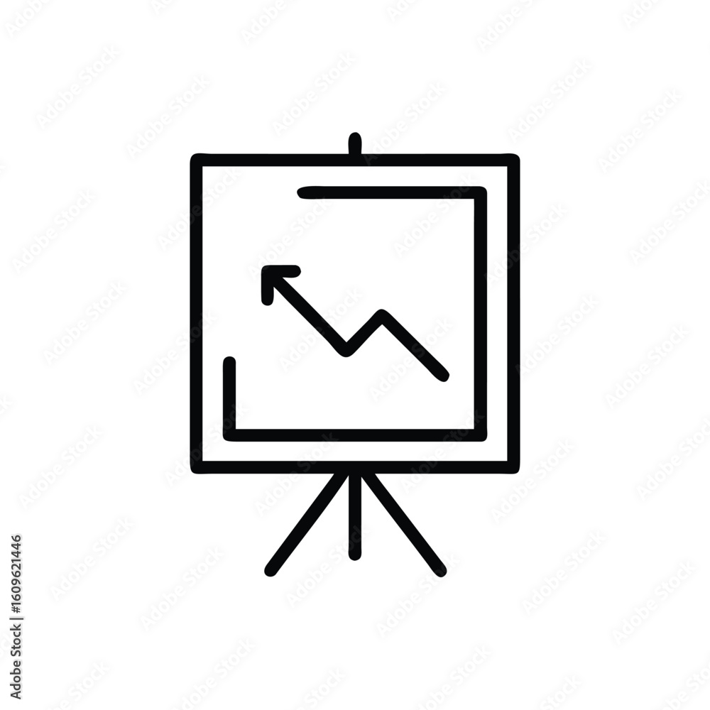 Poster line art graph board with upward trending arrow chart