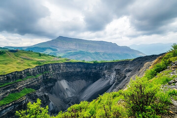 Iron ore extraction process in a mountainous mining area