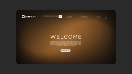 Obraz premium Elegant website landing page template with warm golden tones and modern interface design elements
