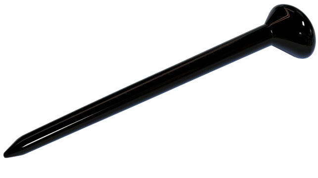 Black plastic tent stake for outdoor camping and securing tents