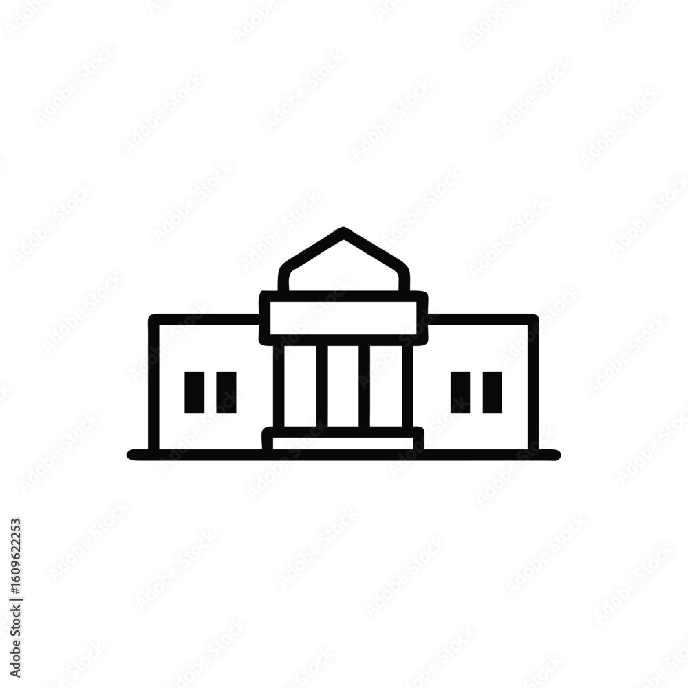 Poster minimalist outline icon a classical building with columns architecture government