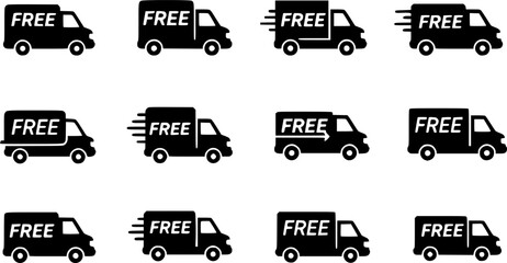 Fast & free shipping delivery truck flat icon for apps and websites