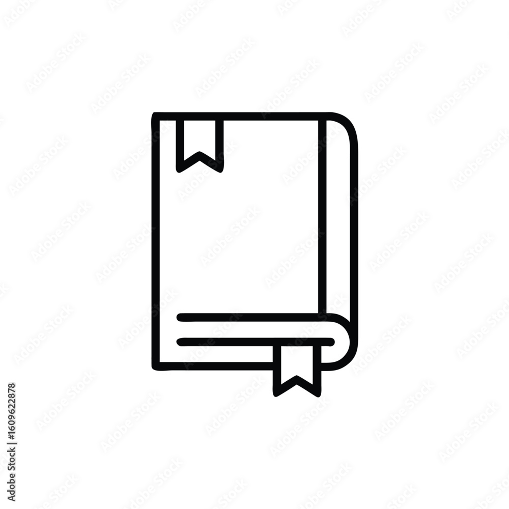 Aufkleber outline a closed textbook with two bookmarks open pages