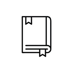 Outline a closed textbook with two bookmarks open pages