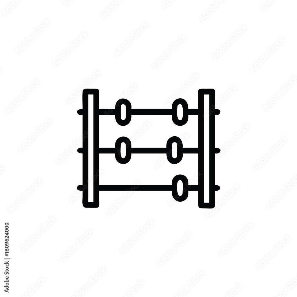 Aufkleber outline a simple abacus with three rows beads counting calculation
