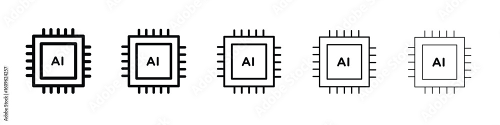 Aufkleber ai chip icon. thin line icons collection for web ui.