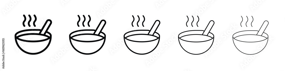 Aufkleber bowl of soup icon. thin line icons collection for web ui.