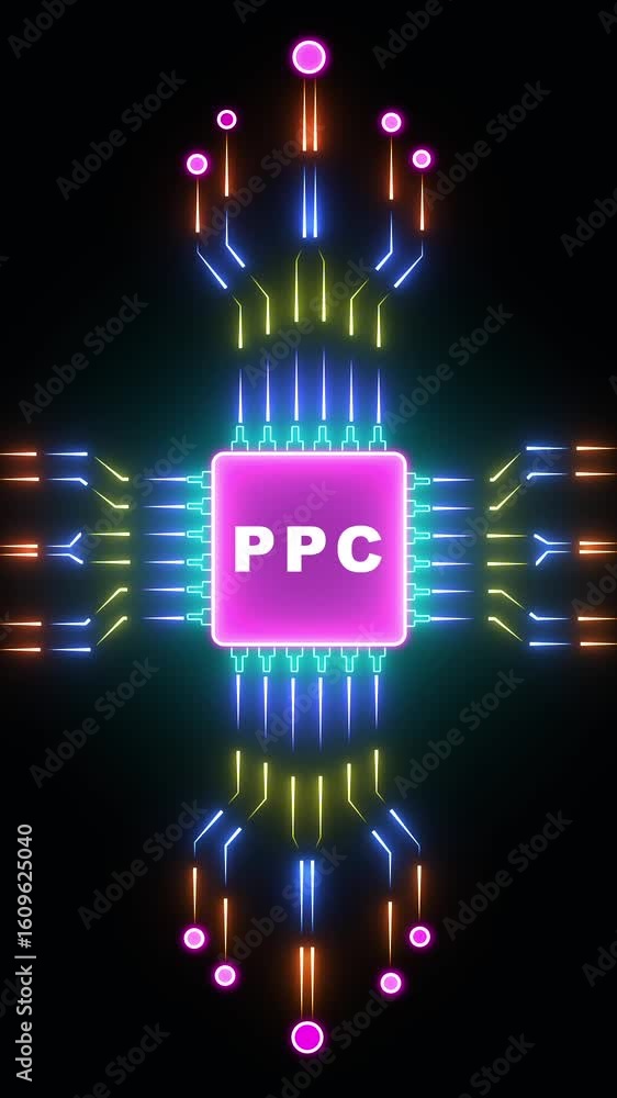 Poster pay per click payment technology digital marketing internet concept of virtual screen. ppc internet,