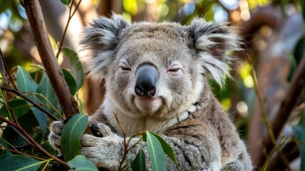 Fototapeta premium Close-up portrait of a koala in natural habitat
