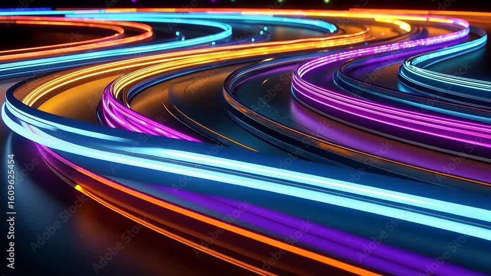 Aufkleber vibrant flowing neon lines create a dynamic visual effect on a dark background, evoking energy