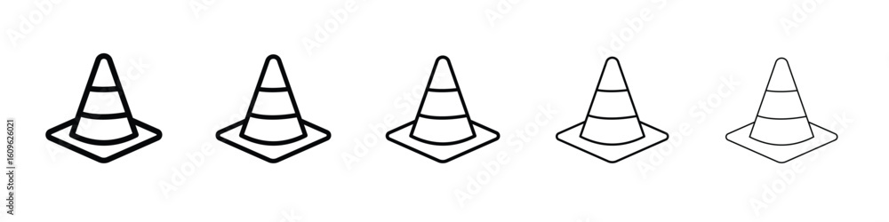 Poster construction cone icon. thin line icons collection for web ui.