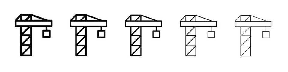 Construction crane icon. Thin line icons collection for web ui.