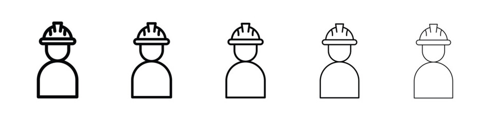 Construction worker icon. Thin line icons collection for web ui.