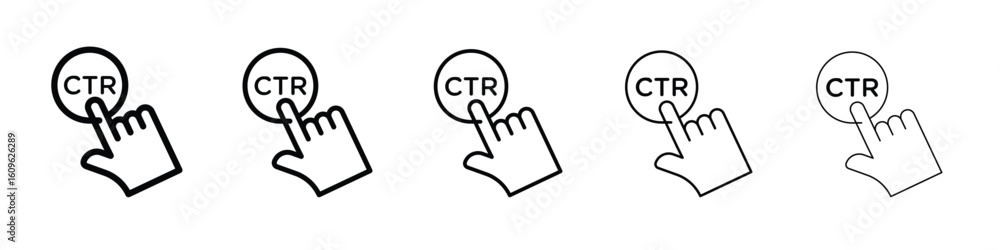 Aufkleber ctr icon. thin line icons collection for web ui.