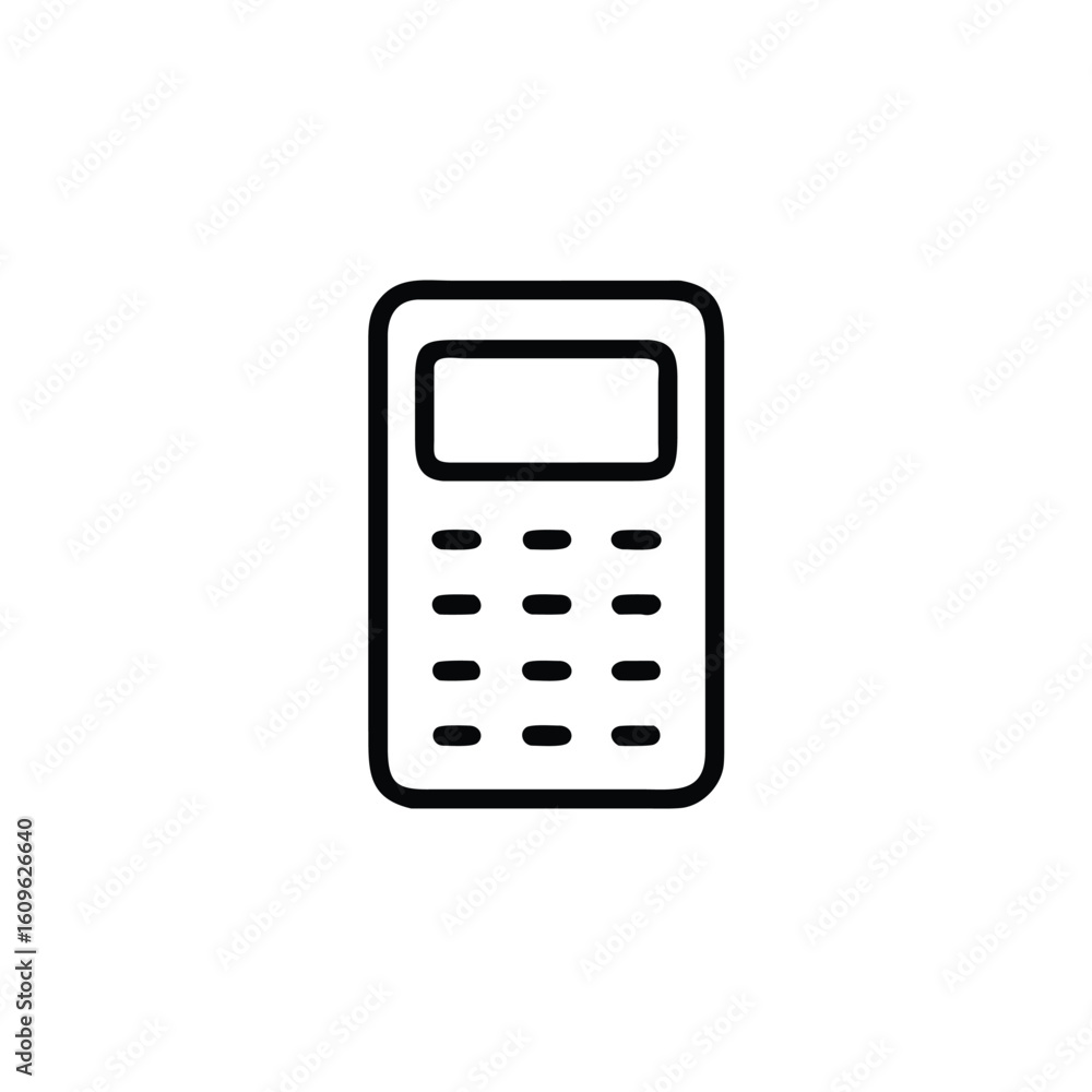 Aufkleber outline icon a calculator with a blank screen buttons symbol technology