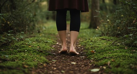 Forest Path Barefoot Wanderer: Connection with Nature