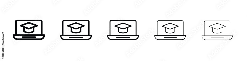 Poster e-learning icon. thin line icons collection for web ui.