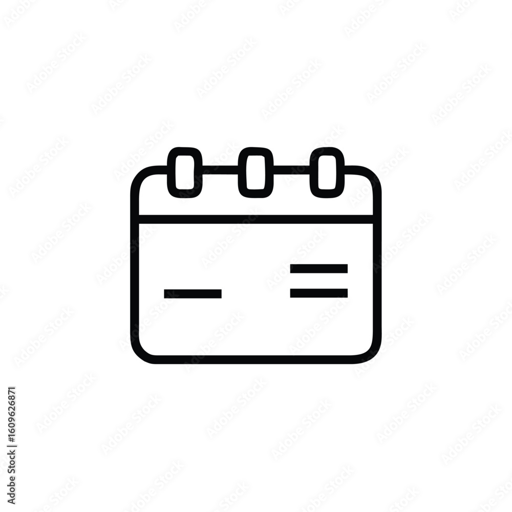 Poster outline icon a calendar with three rings horizontal lines schedule simple