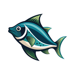 Fish vector illustration of a marine animal in water with cartoon style and aquatic design elements