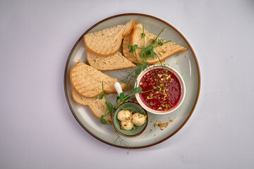 An Exquisite Assembly of Bread, Jelly, and Garnishes Showcasing a Culinary Delight Perfect for Snacking or Sharing