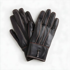 Brown Leather Gloves with Contrast Stitching