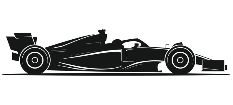Formula One Racing Car Silhouette Vector &ndash; Side View F1 Speed Vehicle Illustration for Motorsport and Racing Design