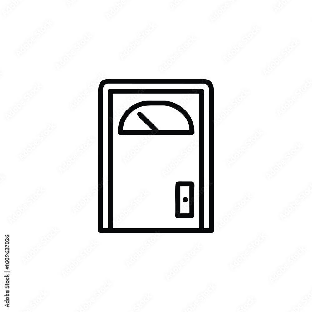 Poster outline icon a classroom door with a gauge handle vector