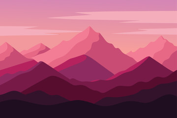 pink dusk on peaks