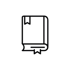 Outline icon a closed textbook with two bookmarks education learning