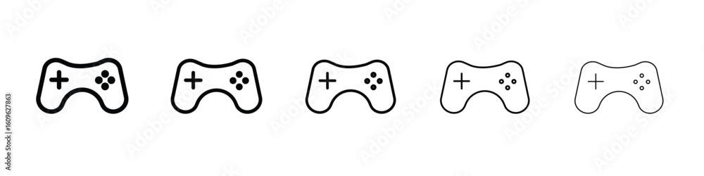 Aufkleber game controller icon. thin line icons collection for web ui.