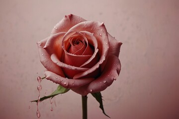 Red rose in pink liquid