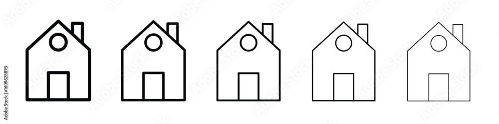Poster house icon. thin line icons collection for web ui.
