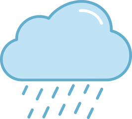 Light Blue Cartoon Cloud with Rain Drops.