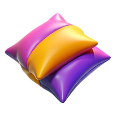 Stacked Pillows in Vibrant Colors on a Black Background Modern Design and Comfort Concept