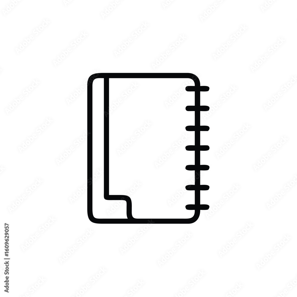 Poster outline icon an open notebook with spiral binding on vector